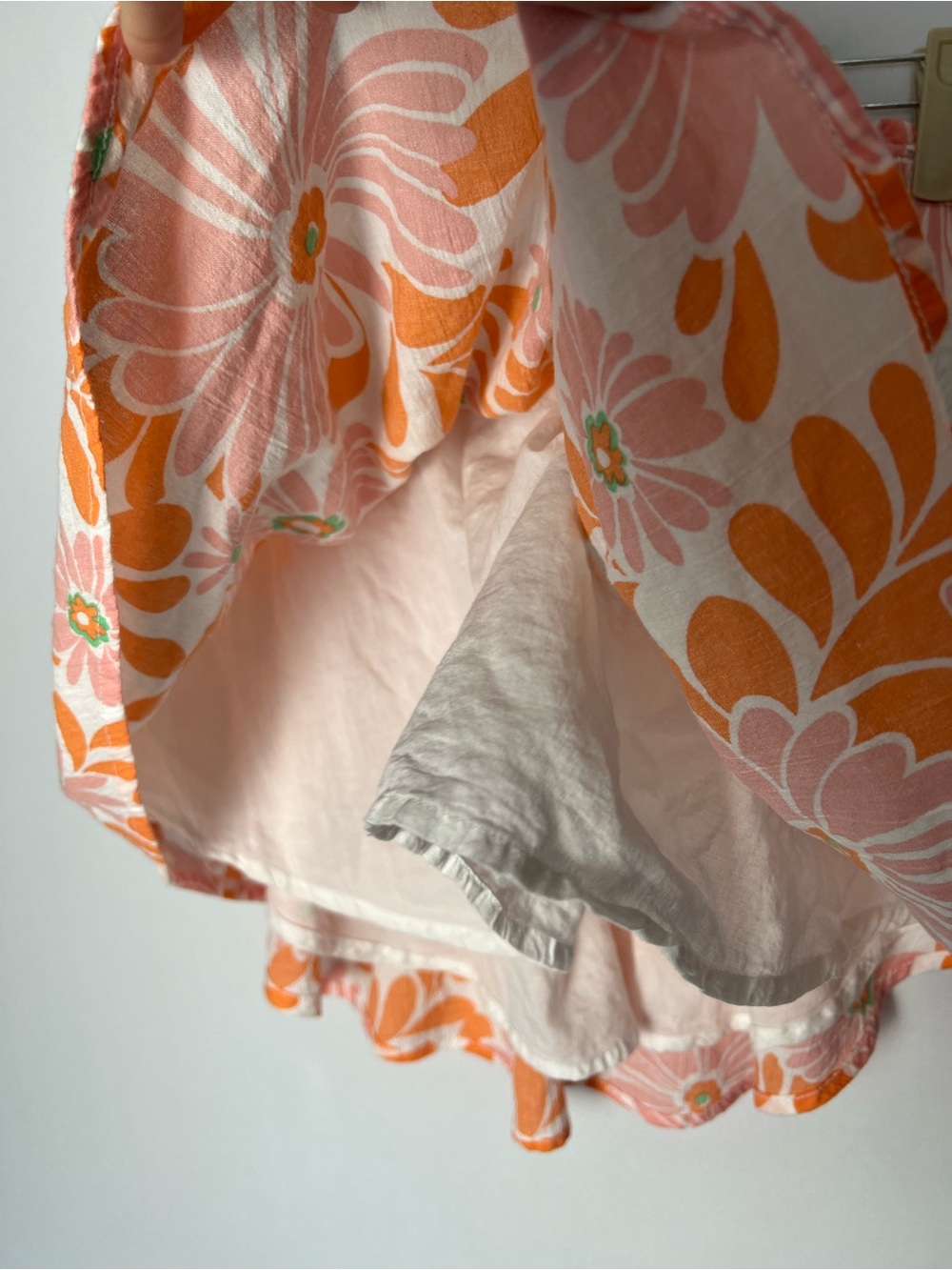 Aerie Side Tie Floral Mini Skirt Orange Pink Lined Size Small Beach Pool Cotton - Picture 2 of 6